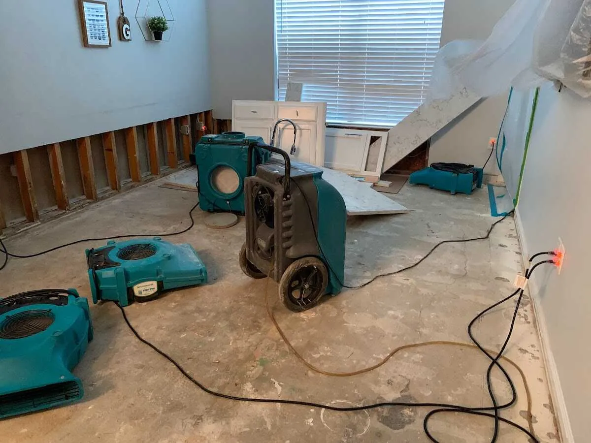 Dehumidifier in flood-cut room for Water Damage Restoration in DeRidder